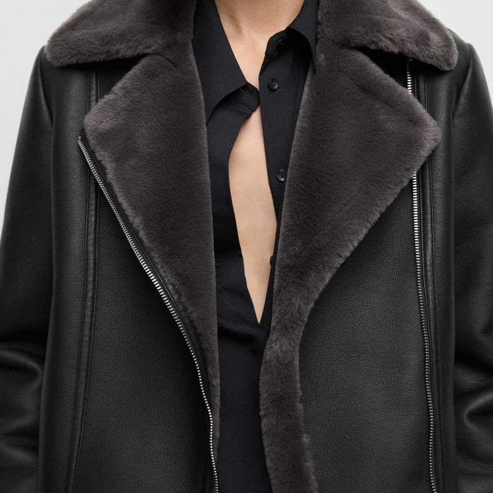 Mango FUR-EFFECT BIKER JACKET